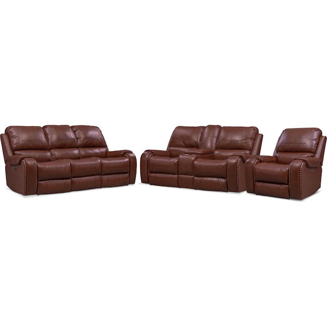 Living Room Furniture - Austin Dual Power Reclining Sofa, Reclining Loveseat and Recliner Set