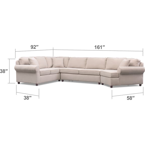 Living Room Furniture - Ashton 3-Piece Sectional with Cuddler