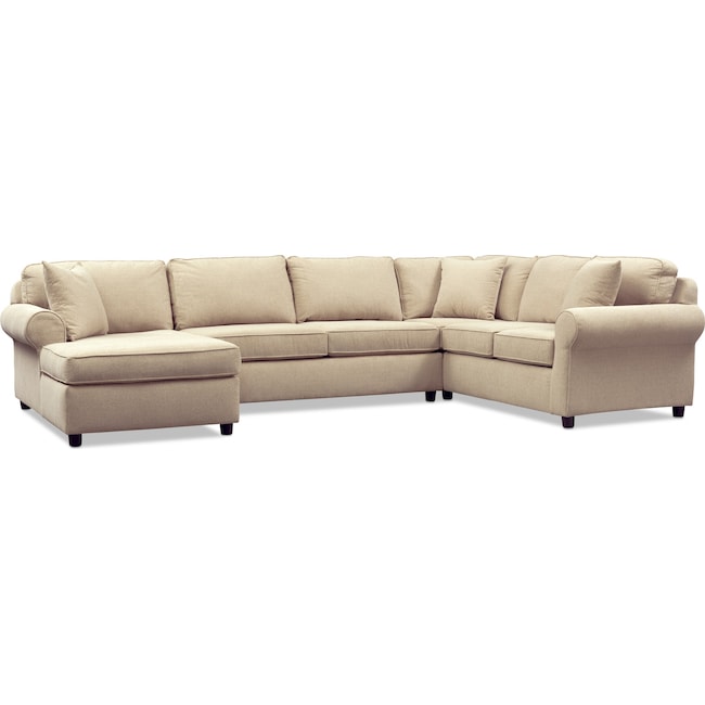 Living Room Furniture - Ashton 3-Piece Sectional with Chaise