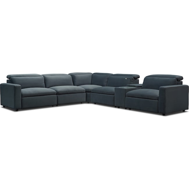 Living Room Furniture - Happy 6-Piece Dual-Power Reclining Sectional with 3 Reclining Seats