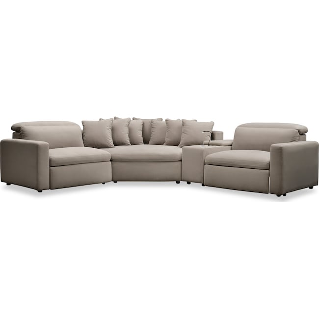 Living Room Furniture - Happy 4-Piece Dual Power Reclining Sectional with Cuddler