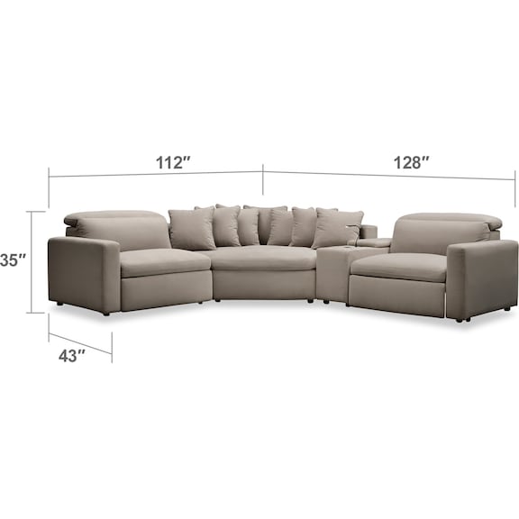 Living Room Furniture - Happy 4-Piece Dual Power Reclining Sectional with Cuddler