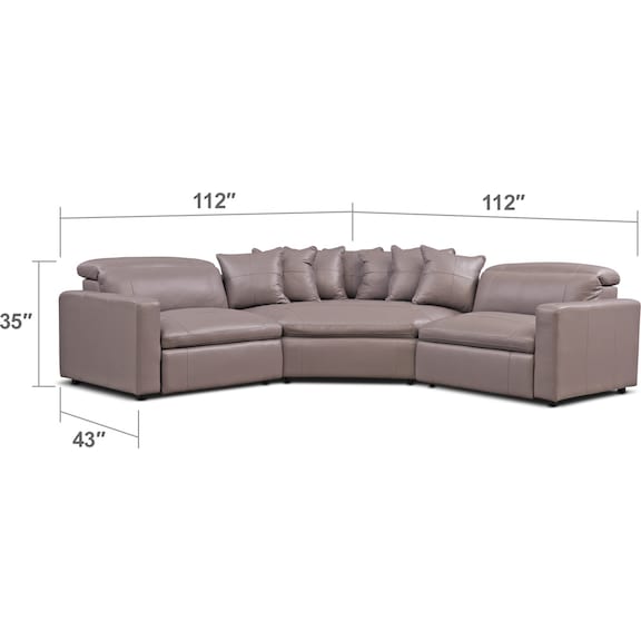 Living Room Furniture - Happy 3-Piece Dual Power Reclining Sectional with Cuddler