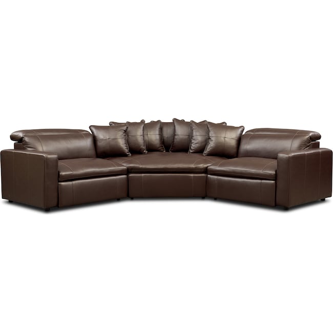 Living Room Furniture - Happy 3-Piece Dual-Power Reclining Sectional with 2 Reclining Seats and Cuddler