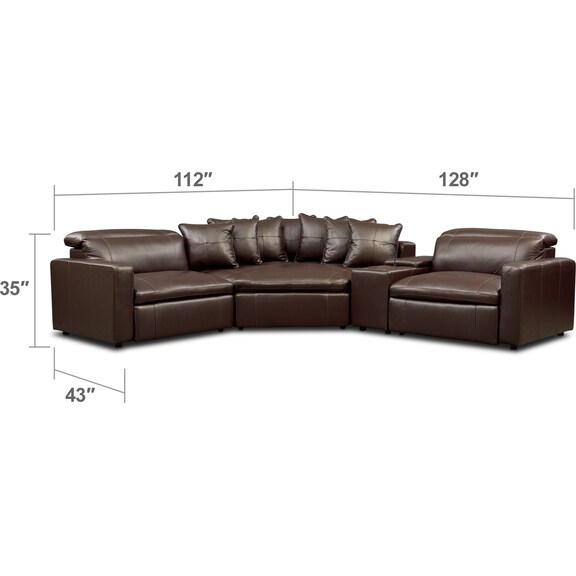 Living Room Furniture - Happy 4-Piece Dual Power Reclining Sectional with Cuddler