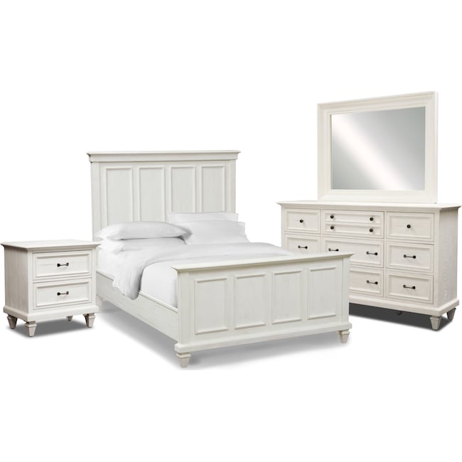 Bedroom Furniture - Harrison 6-Piece Bedroom Set with Nightstand, Dresser and Mirror