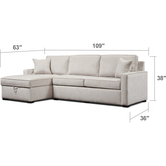 Living Room Furniture - Mayson 2-Piece Full Sleeper Sectional