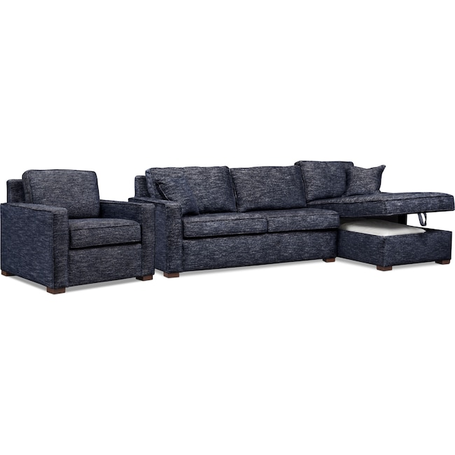 Living Room Furniture - Mayson 2-Piece Full Sleeper Sectional and Chair