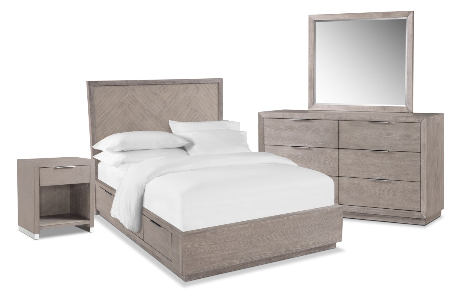 iZeni 6 Piece Queen Storage iBedroomi iSeti Urban Gray 