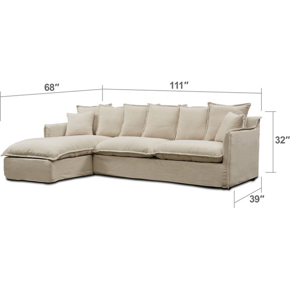 Living Room Furniture - Reid 2-Piece Sectional with Chaise and Accent Chair