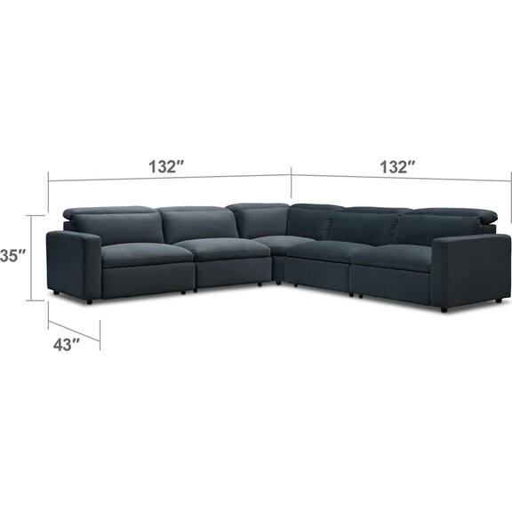 Living Room Furniture - Happy 5-Piece Dual Power Reclining Sectional
