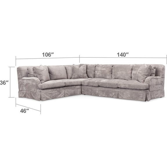 Living Room Furniture - Campbell Comfort 2-Piece Large Sectional with Right-Facing Sofa - Cement