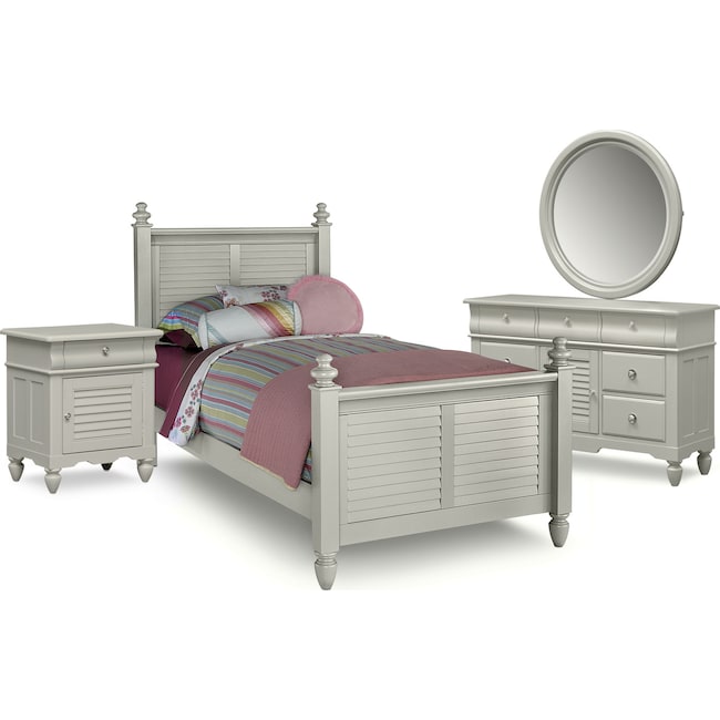 Kids Furniture - Seaside 6-Piece Full Bedroom Set - Gray