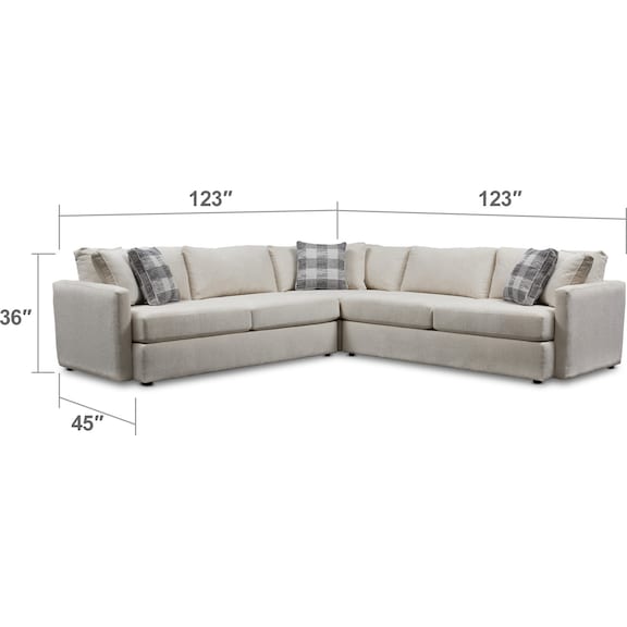 Living Room Furniture - Garrett 3-Piece Sectional - Beige