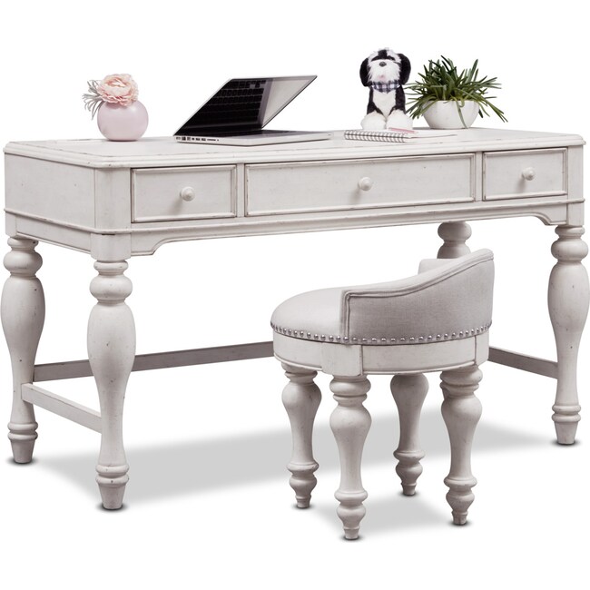 Accent and Occasional Furniture - Florence Vanity Desk and Stool