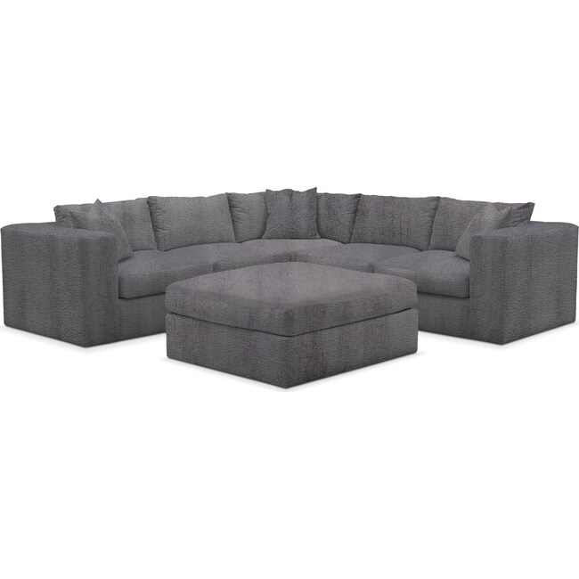 Living Room Furniture - Collin 5-Piece Sectional with Ottoman