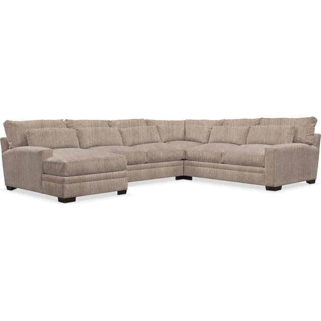 Living Room Furniture - Winston 4-Piece Sectional with Chaise