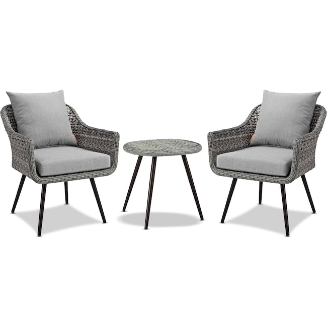 Outdoor Furniture - Palm 2 Outdoor Chairs and End Table Set - Gray