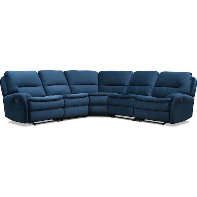 Living Room Furniture - Cruiser 5-Piece Manual Reclining Sectional with 2 Reclining Seats - Ink