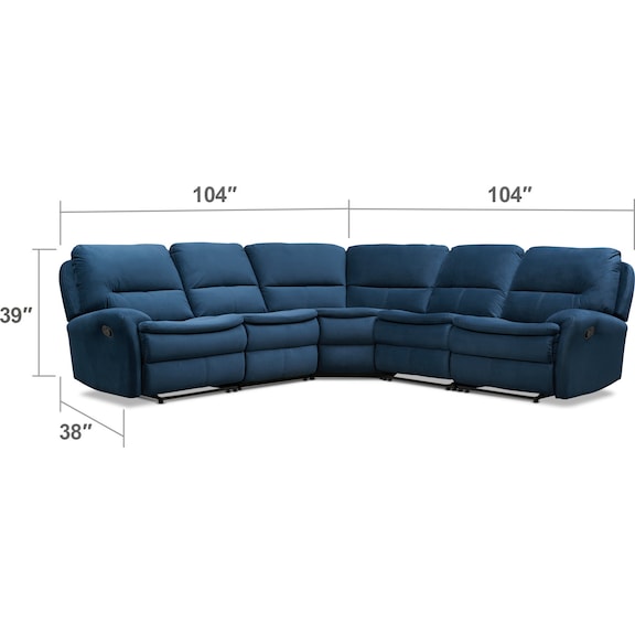 Living Room Furniture - Cruiser 5-Piece Manual Reclining Sectional with 2 Reclining Seats - Ink