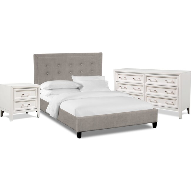 Bedroom Furniture - Charlie 5-Piece Upholstered Bedroom Set with Dresser and Nightstand