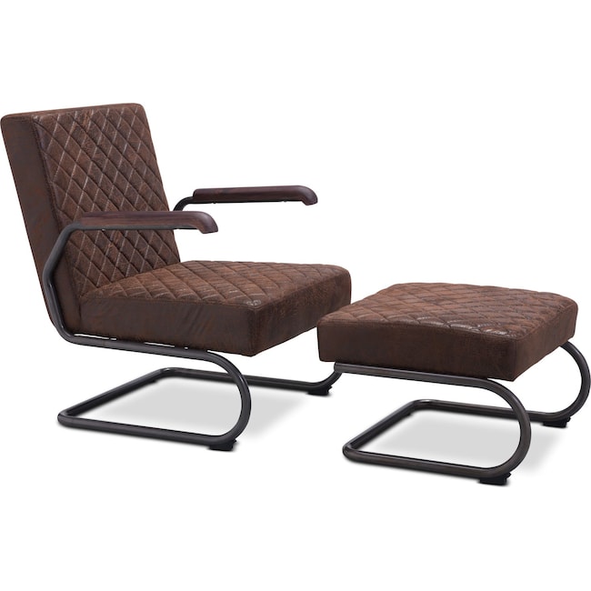 Living Room Furniture - Davis Lounge Chair and Ottoman Set