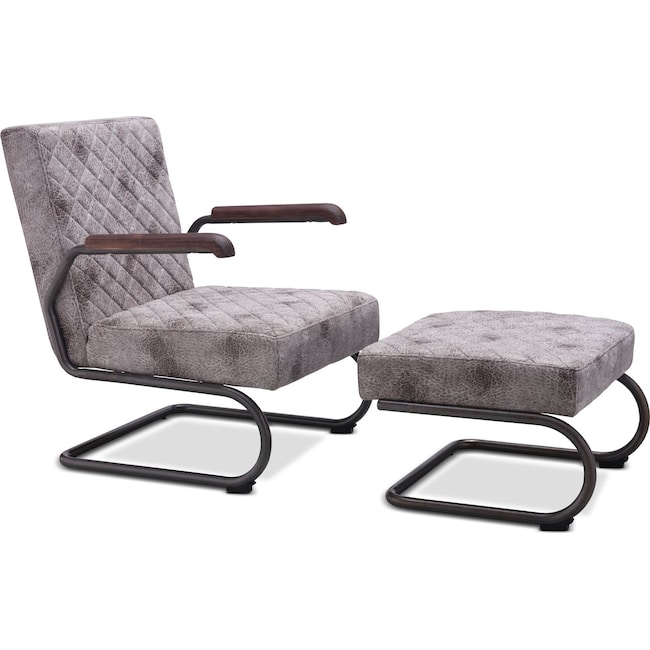 Living Room Furniture - Davis Lounge Chair and Ottoman Set