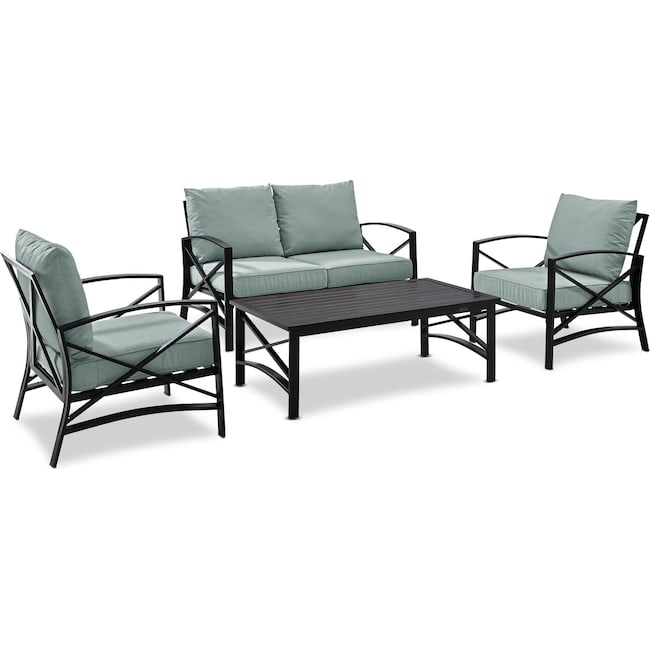 Outdoor Furniture - Clarion Outdoor Loveseat, 2 Chairs, and Coffee Table Set