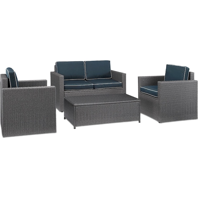 Outdoor Furniture - Aldo Outdoor Loveseat, 2 Chairs, and Coffee Table Set