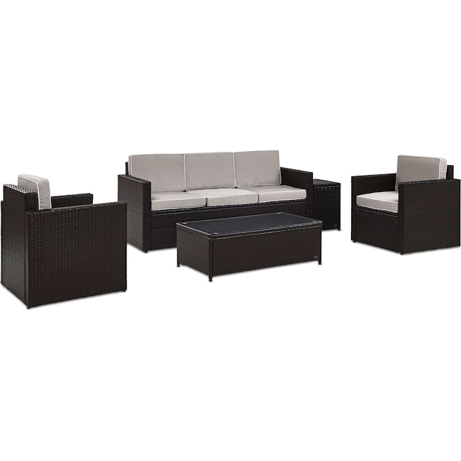 Outdoor Furniture - Aldo Outdoor Sofa, 2 Chairs, Coffee Table, and End Table Set