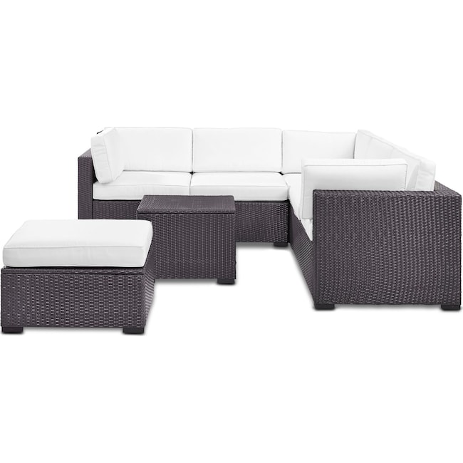 Outdoor Furniture - Isla 3-Piece Outdoor Sofa, Ottoman, and Coffee Table Set