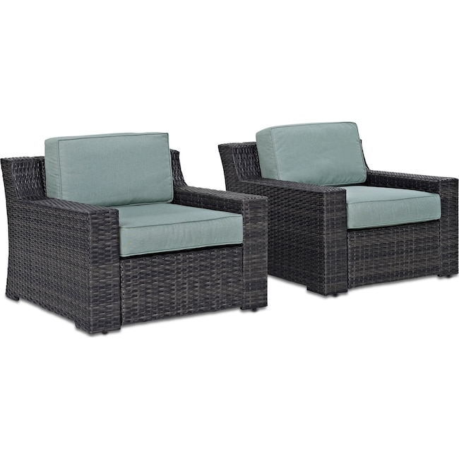 Outdoor Furniture - Tethys Set of 2 Outdoor Chairs - Mist