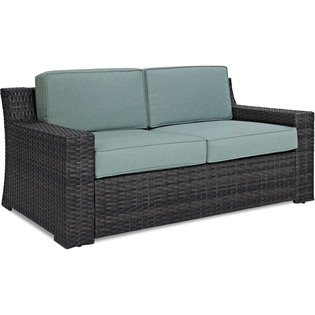 Outdoor Furniture - Tethys Outdoor Loveseat - Mist