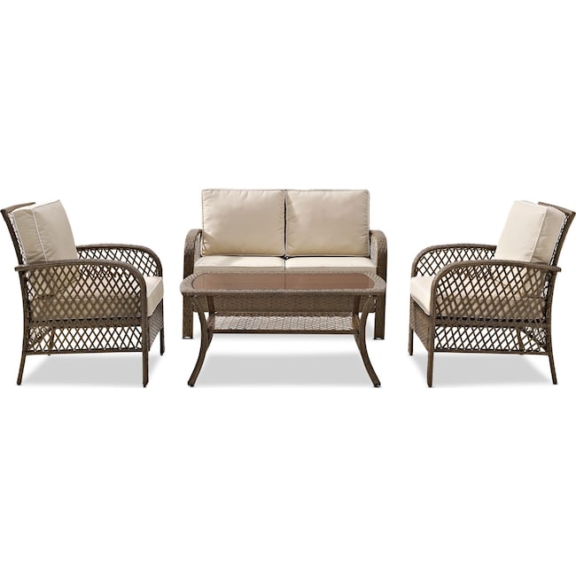 Outdoor Furniture - Zuma Outdoor Loveseat, 2 Chairs, and Coffee Table Set