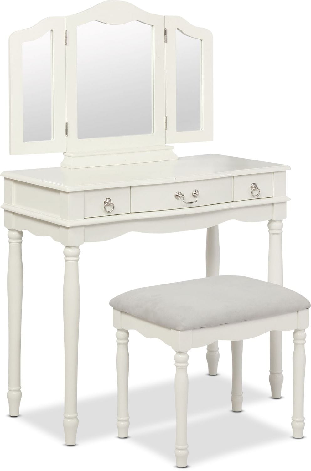 Kendall Youth Vanity Mirror And Stool Set White American