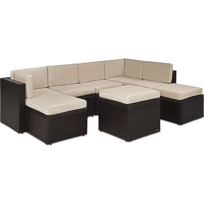 Outdoor Furniture - Aldo 7-Piece Outdoor Sectional and Ottoman Set