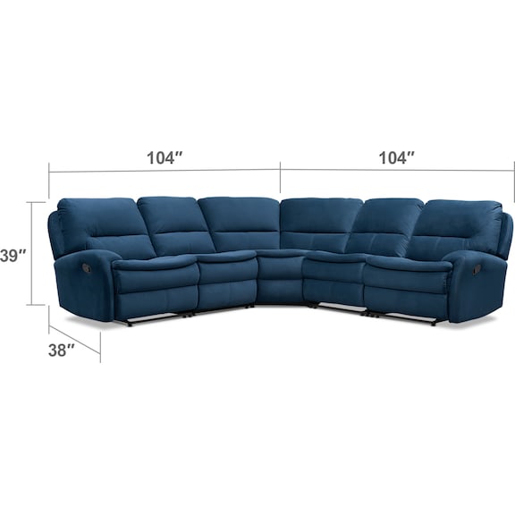 Living Room Furniture - Cruiser 5-Piece Manual Reclining Sectional and Recliner Set - Ink
