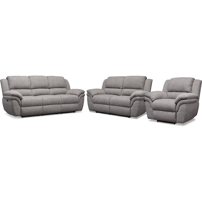 Living Room Furniture - Aldo Power Reclining Sofa, Loveseat + FREE RECLINER