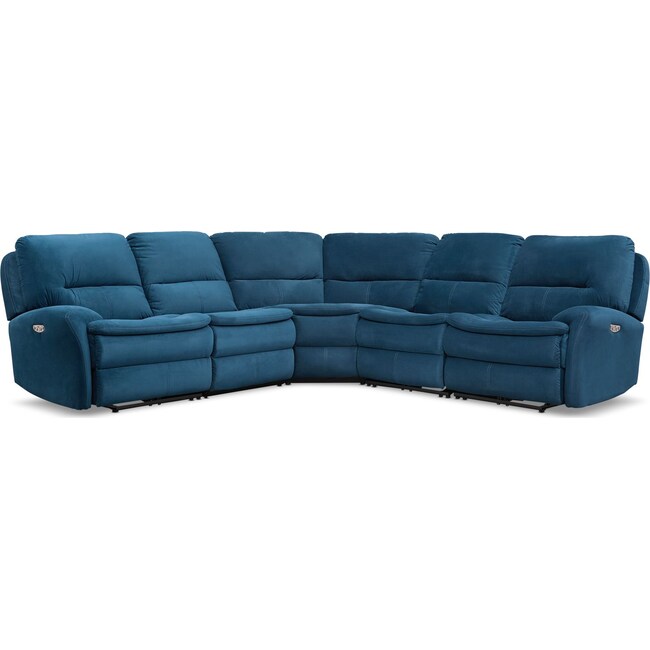 Living Room Furniture - Cruiser 5-Piece Dual Power Reclining Sectional with 3 Reclining Seats - Ink