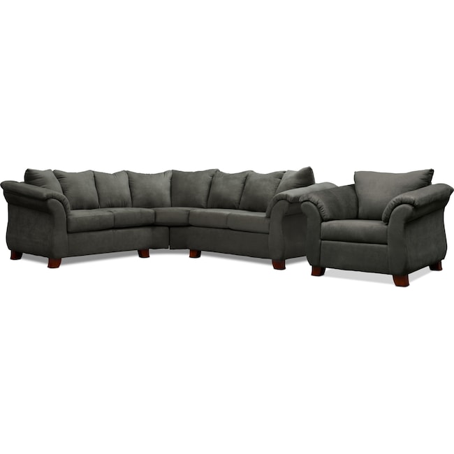 Living Room Furniture - Adrian 2-Piece Sectional and Chair Set