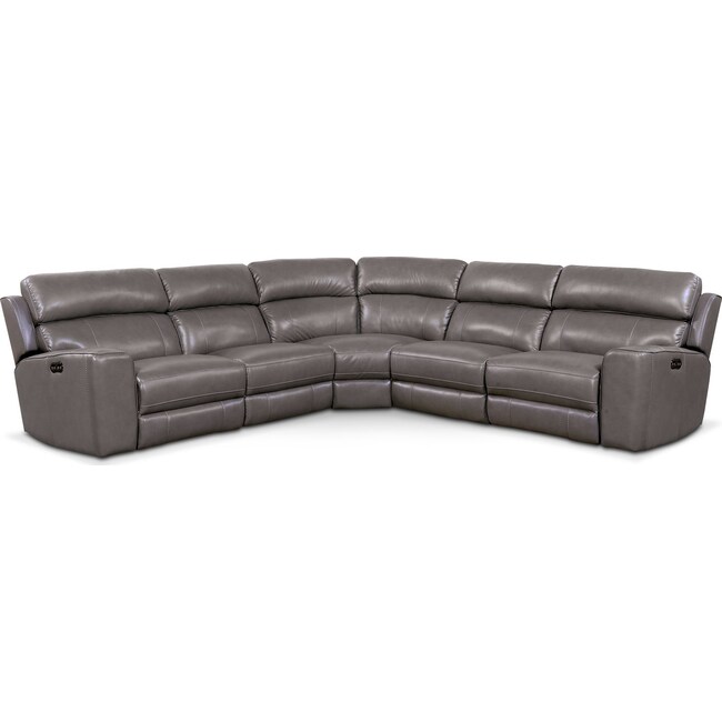 Living Room Furniture - Newport 5-Piece Dual-Power Reclining Sectional with 2 Reclining Seats