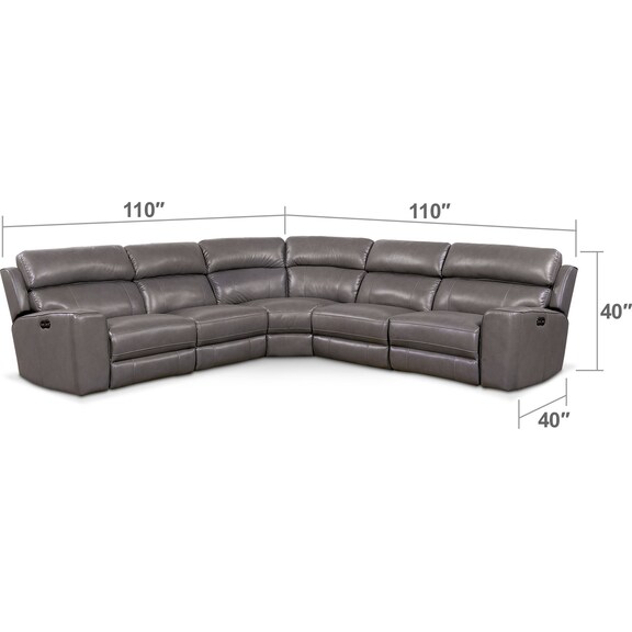 Living Room Furniture - Newport 5-Piece Dual-Power Reclining Sectional with 2 Reclining Seats