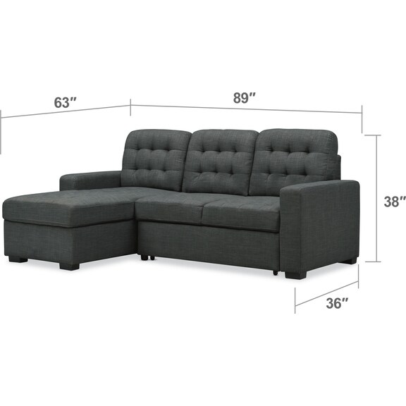 Living Room Furniture - Chatman 2-Piece Sleeper Sectional with Chaise