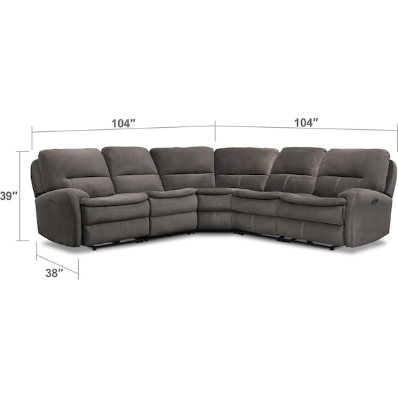 Living Room Furniture - Cruiser 5-Piece Manual Reclining Sectional with 2 Reclining Seats - Coffee