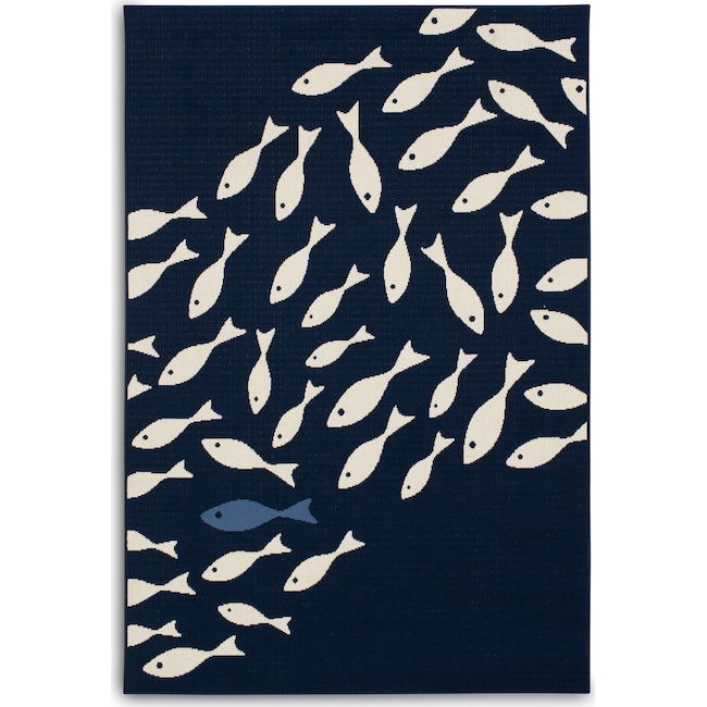Outdoor Furniture - School of Fish Indoor/Outdoor Rug - Navy