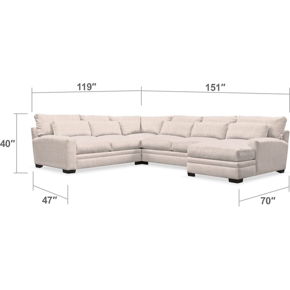 Living Room Furniture - Winston 4-Piece Sectional with Chaise