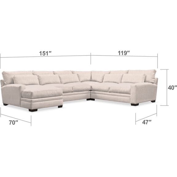 Living Room Furniture - Winston 4-Piece Sectional with Chaise
