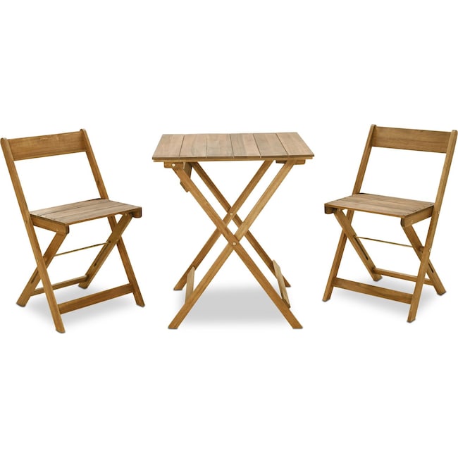 Outdoor Furniture - Hampton Beach 3-Piece Outdoor Folding Bistro Set - Brown
