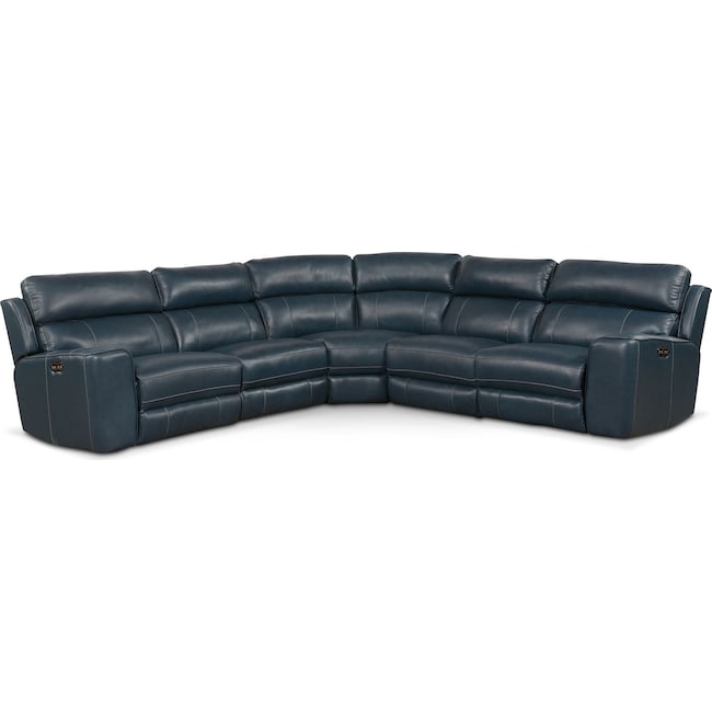 Living Room Furniture - Newport 5-Piece Power Reclining Sectional with 2 Reclining Seats