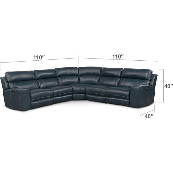 Living Room Furniture - Newport 5-Piece Power Reclining Sectional with 2 Reclining Seats
